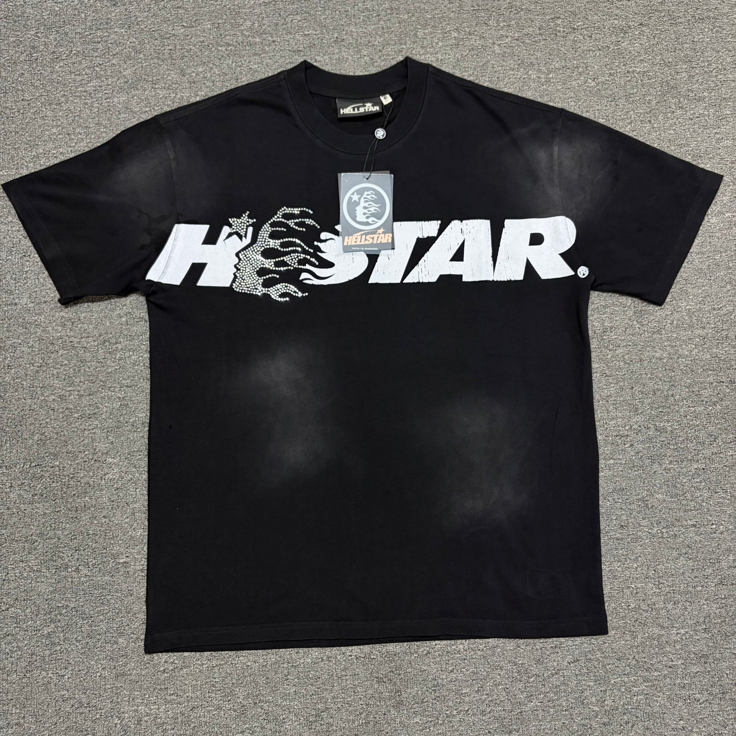 Hellstar Studios Cartoon Glitter Logo washed black T-shirt front view