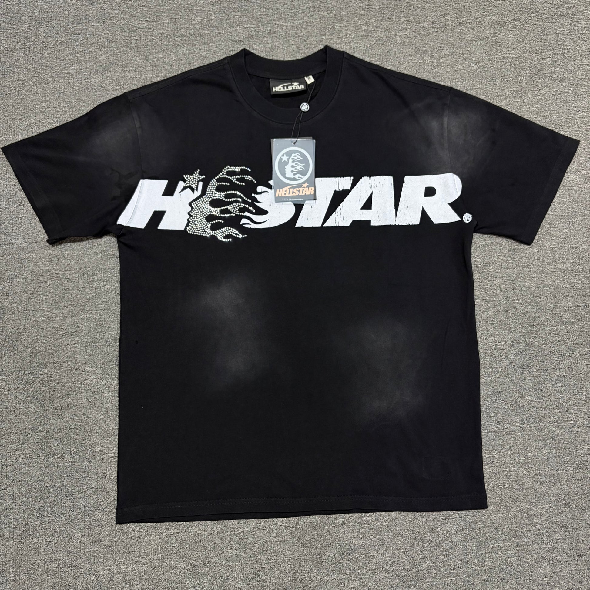 Hellstar Studios Cartoon Glitter Logo washed black T-shirt front view