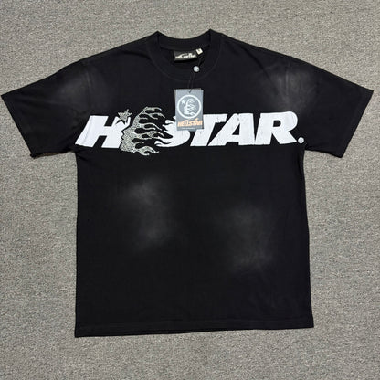 Hellstar Studios Cartoon Glitter Logo washed black T-shirt front view