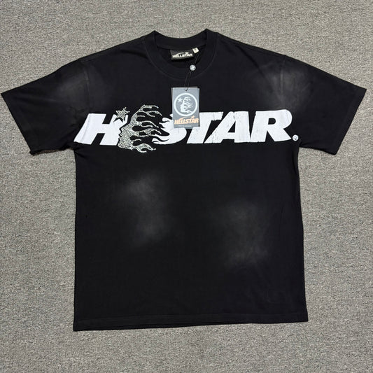 Hellstar Studios Cartoon Glitter Logo washed black T-shirt front view