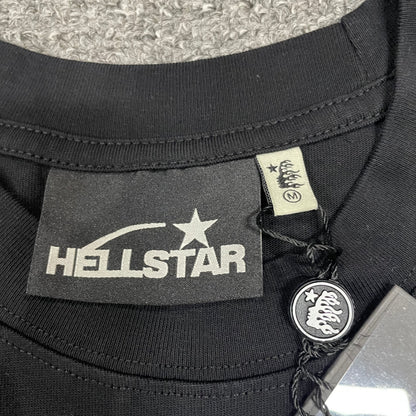 Close-up of ribbed crew neck and neckline stitching on Hellstar T-shirt
Hellstar neck label inside No Guts No Glory black T-shirt
Size label inside Hellstar No Guts No Glory T-shirt
Hellstar branded hang tag attached to green camo graphic T-shirt