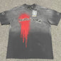 Hellstar Spray Paint Logo washed grey and red T-shirt front view