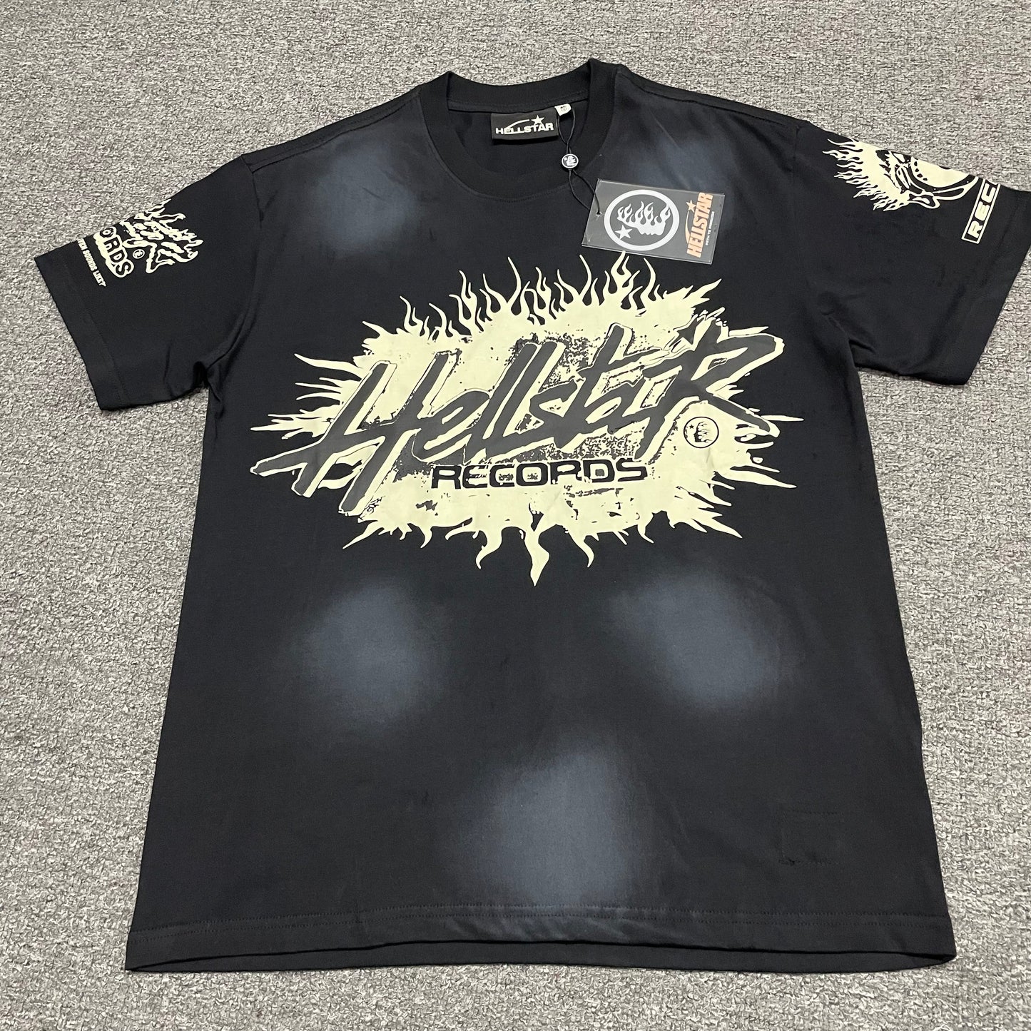 Hellstar Records washed black graphic T-shirt front view