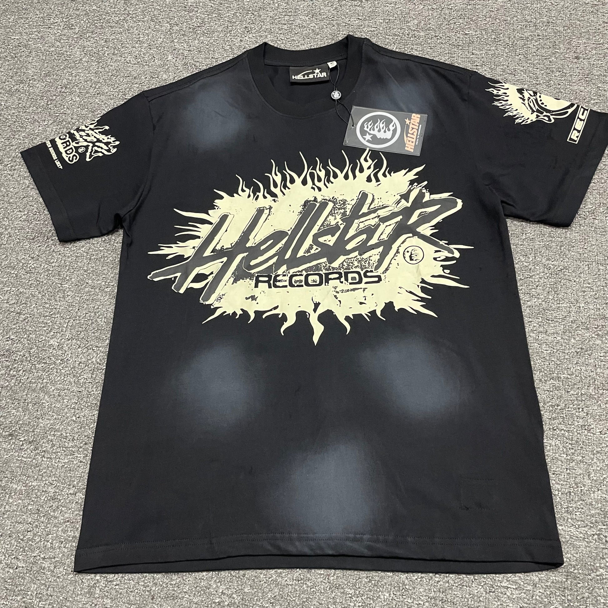 Hellstar Records washed black graphic T-shirt front view