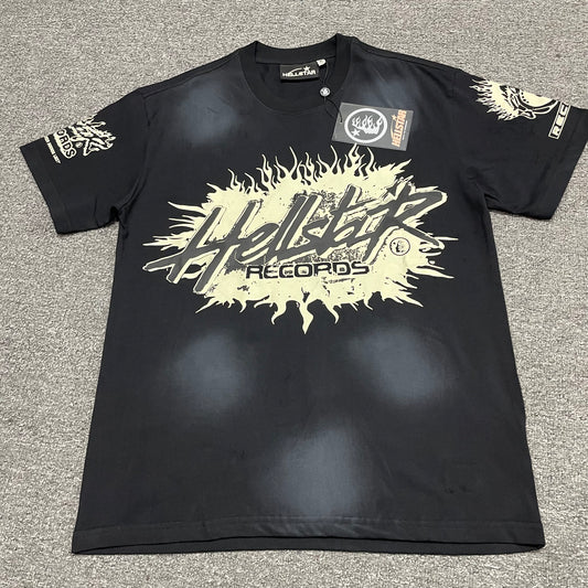Hellstar Records washed black graphic T-shirt front view