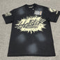 Hellstar Records washed black graphic T-shirt front view