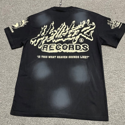 Hellstar Records washed black graphic T-shirt back view