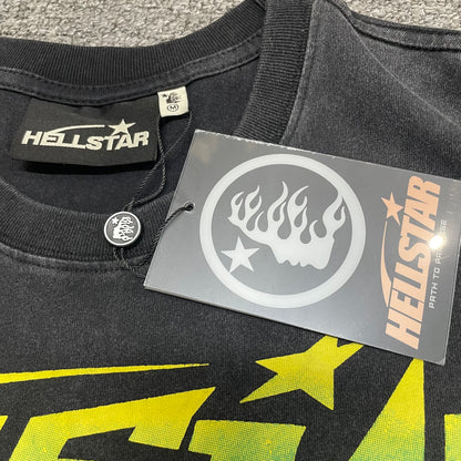 Close-up of ribbed crew neck and reinforced neckline stitching on Hellstar T-shirt
Hellstar branded neck label inside Santa Graphic washed black T-shirt
Size label inside Hellstar Santa Graphic T-shirt
Hellstar branded hang tag attached to Santa Graphic black T-shirt
