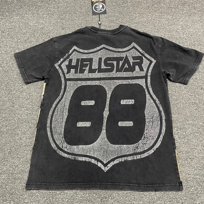 Hellstar Sports distressed washed black T-shirt back view