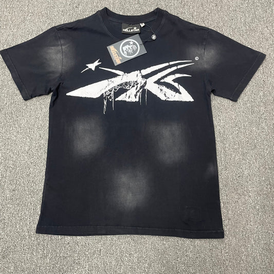 Hellstar Spiderweb Sport Logo washed black T-shirt front view