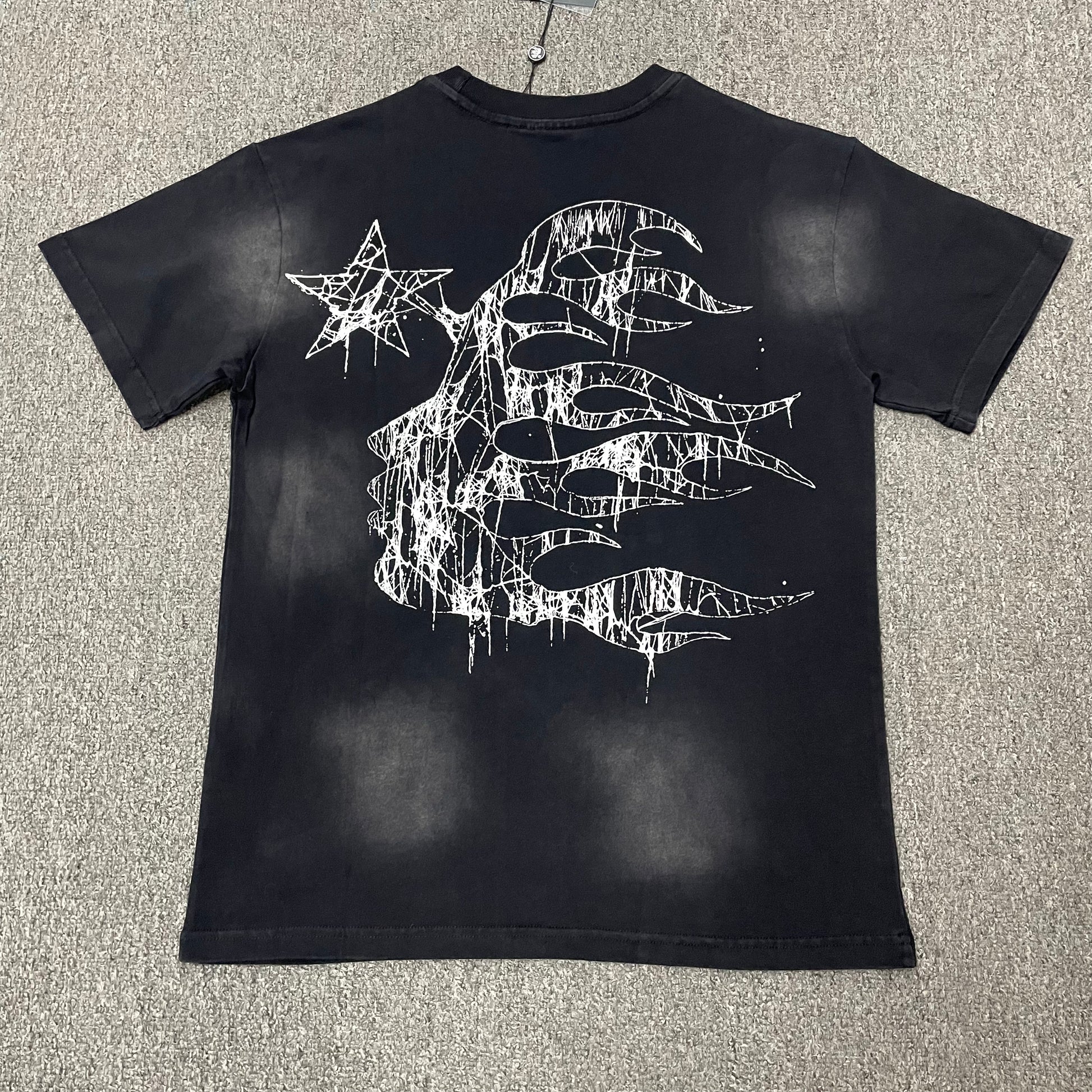 Hellstar Spiderweb Sport Logo washed black T-shirt back view