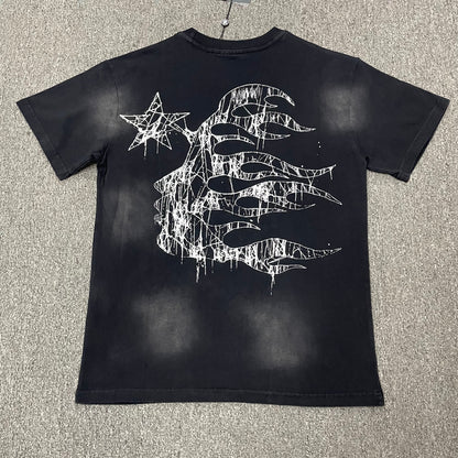 Hellstar Spiderweb Sport Logo washed black T-shirt back view