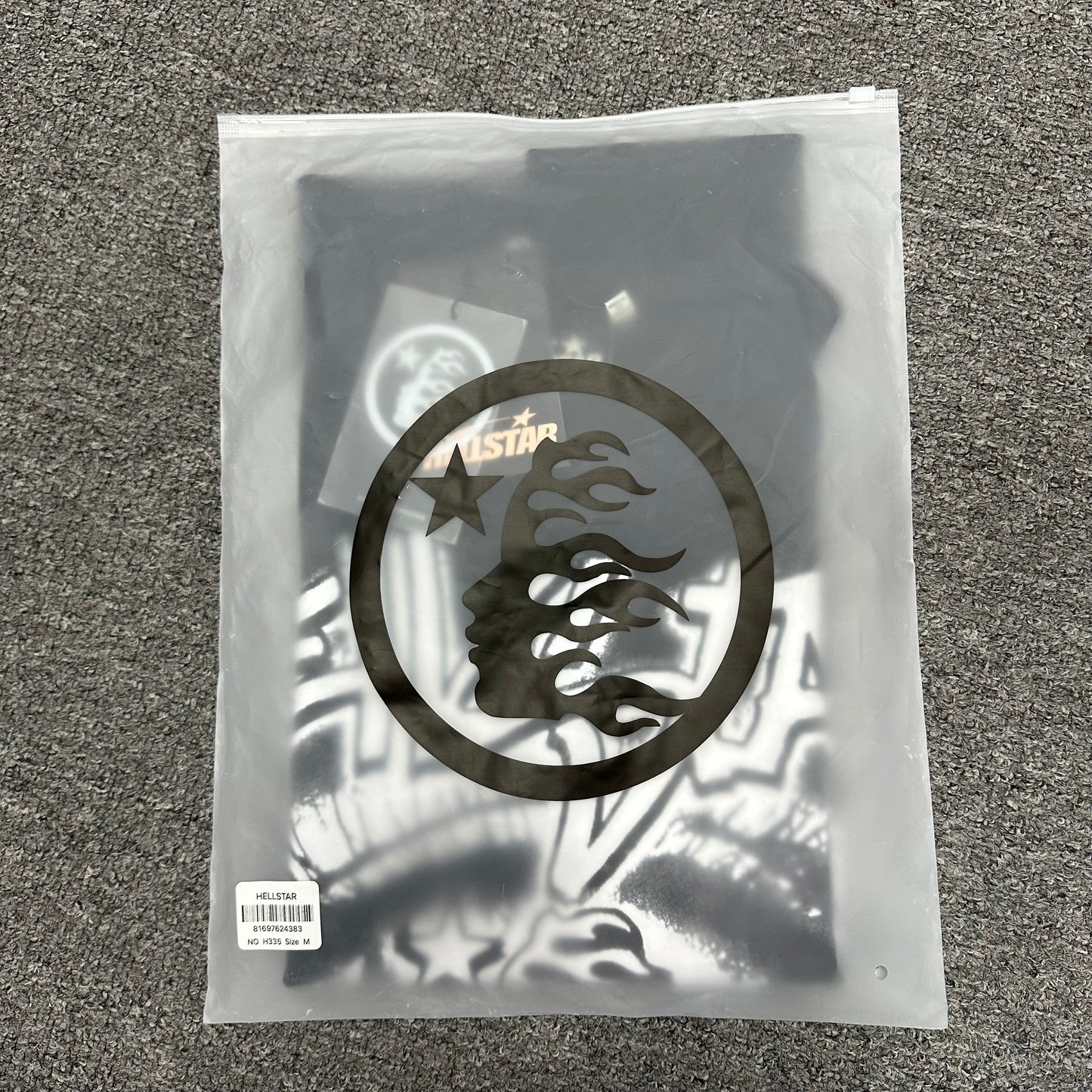 Hellstar Eyeball washed black T-shirt inside branded zip packaging
Hellstar Eyeball washed black graphic T-shirt product video preview