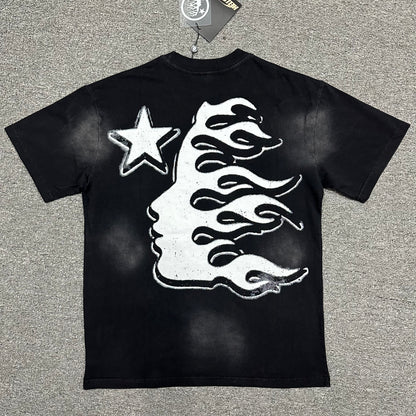 Hellstar Eyeball graphic washed black T-shirt back view