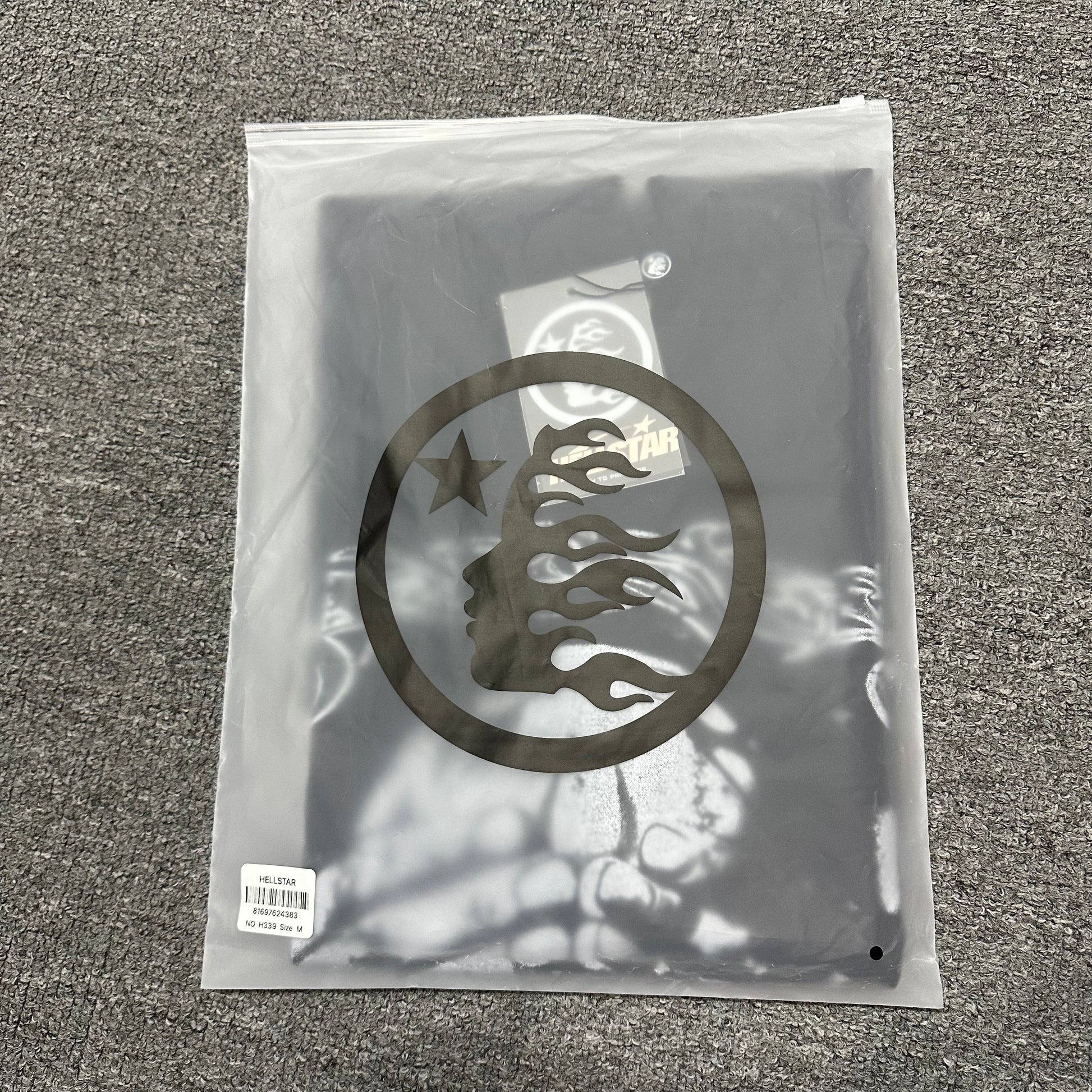 Hellstar No Evil washed black T-shirt inside branded zip packaging
Hellstar No Evil washed black graphic T-shirt product video preview