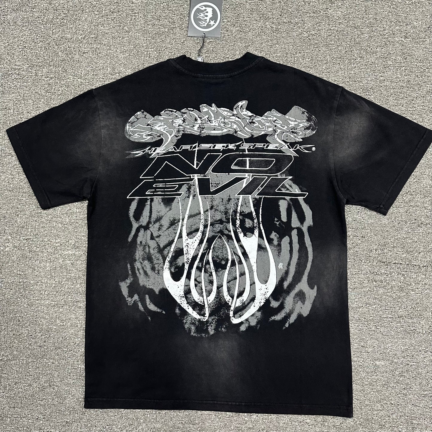 Hellstar No Evil graphic washed black T-shirt back view