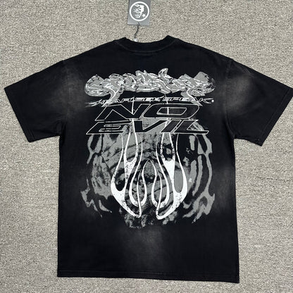 Hellstar No Evil graphic washed black T-shirt back view