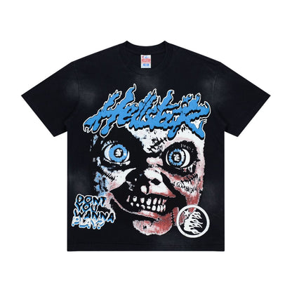 Hellstar Blue Skull Graphic T-Shirt