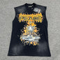Hellstar Inner Peace Skeleton sleeveless washed black T-shirt front view