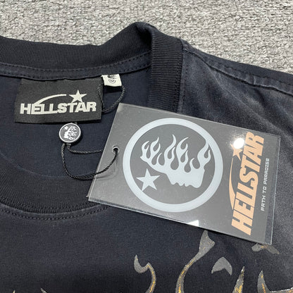 Close-up of ribbed crew neck and neckline stitching on Hellstar sleeveless T-shirt
Hellstar branded neck label inside Inner Peace Skeleton sleeveless T-shirt
Size label inside Hellstar Inner Peace Skeleton black sleeveless T-shirt
Hellstar branded hang tag attached to Inner Peace Skeleton sleeveless T-shirt