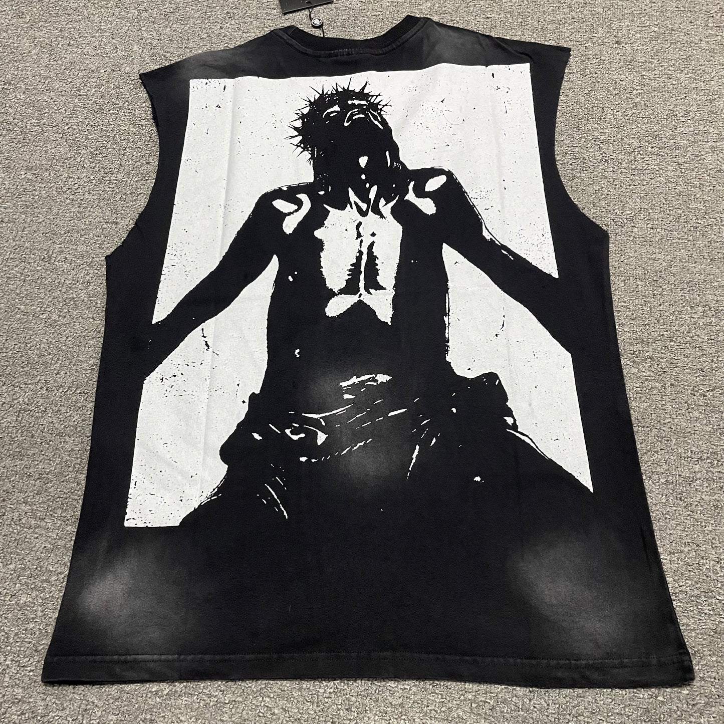 Hellstar As Above So Below cutoff washed black T-shirt back view