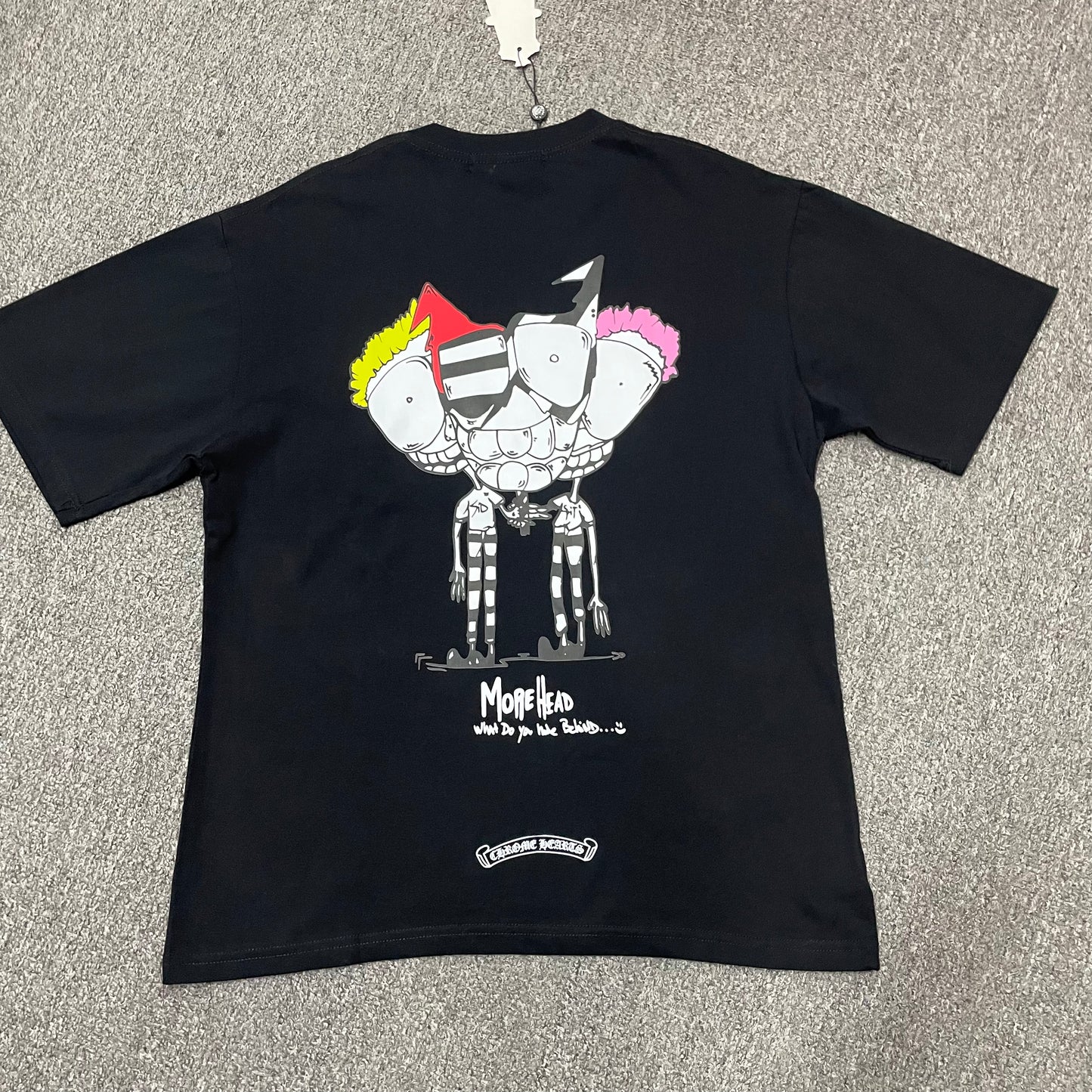 Chrome Hearts x Matty Boy More Head black T-shirt back view with multicolor graphic