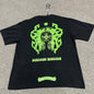 Chrome Hearts Floral Horseshoe short sleeve T-shirt back view in black with oversized neon green floral horseshoe print