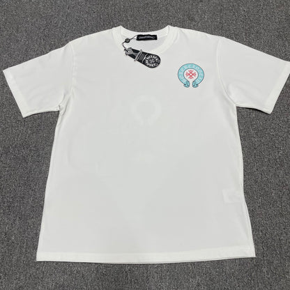 White Chrome Hearts horseshoe cross logo graphic t-shirt front view
