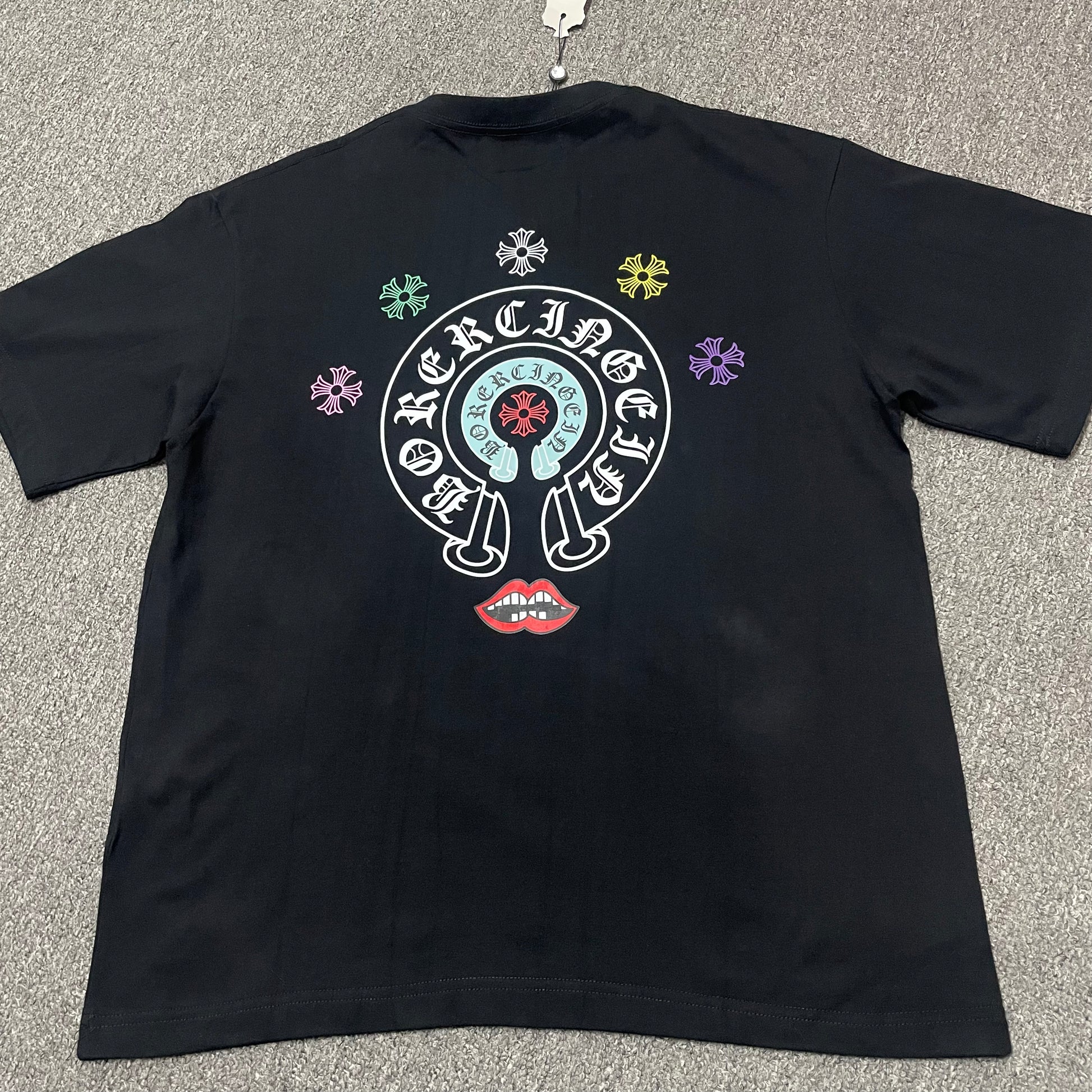 Black Chrome Hearts chest logo graphic t-shirt front view