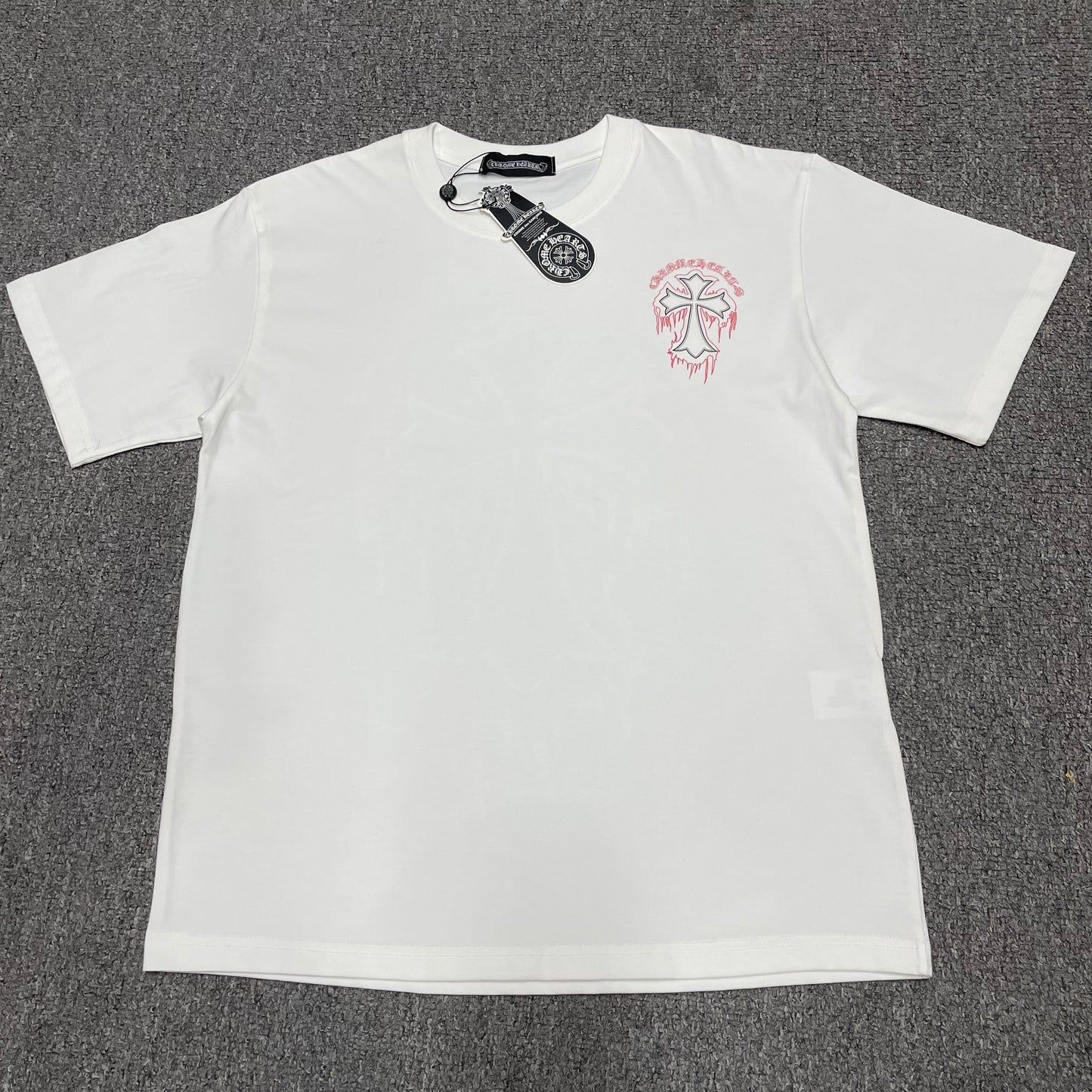 White Chrome Hearts cross logo streetwear t-shirt front view
