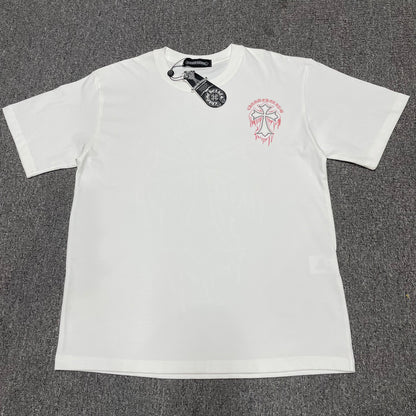White Chrome Hearts cross logo streetwear t-shirt front view