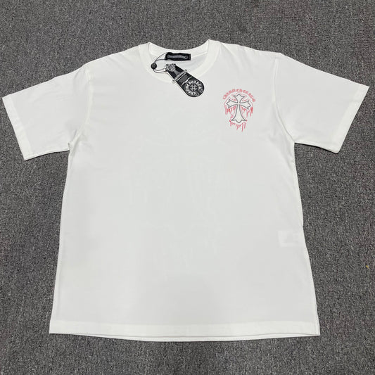 White Chrome Hearts cross logo streetwear t-shirt front view