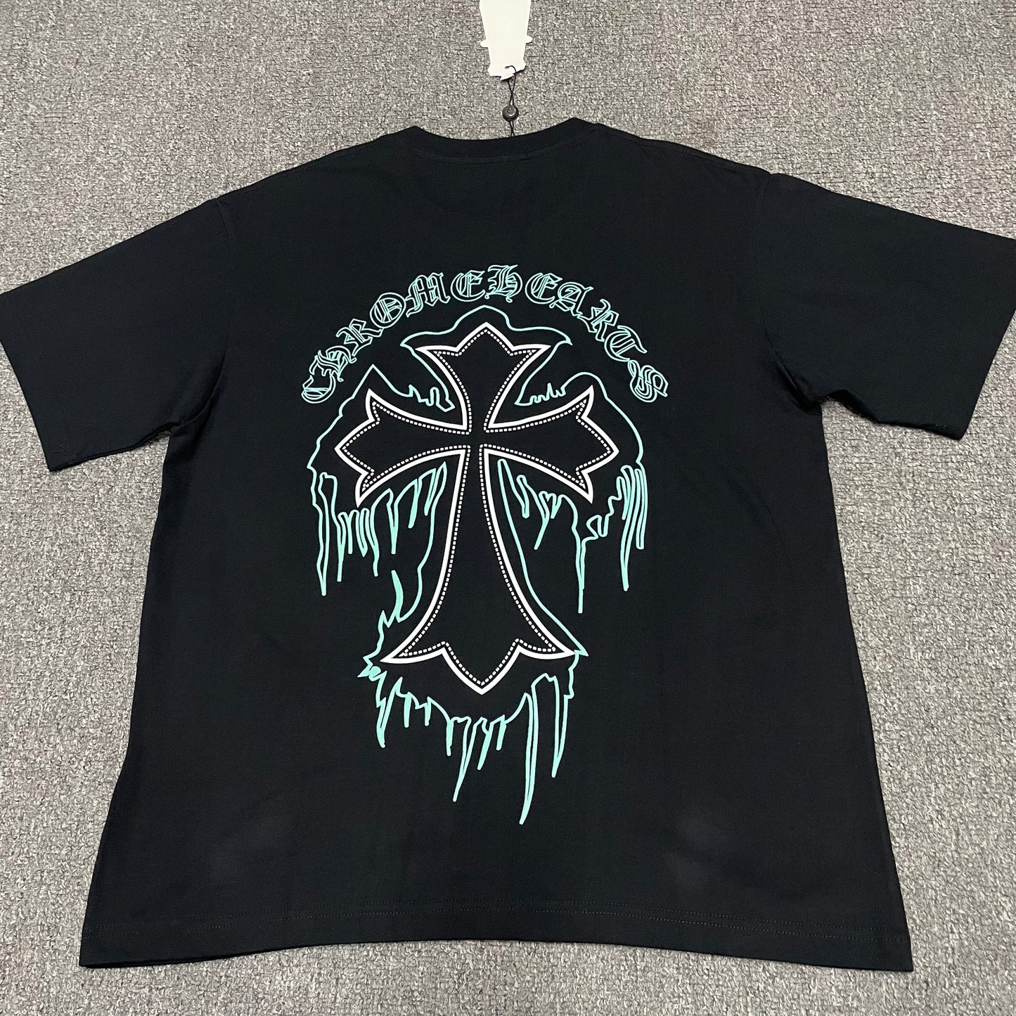 Black Chrome Hearts dripping cross graphic t-shirt oversized back print