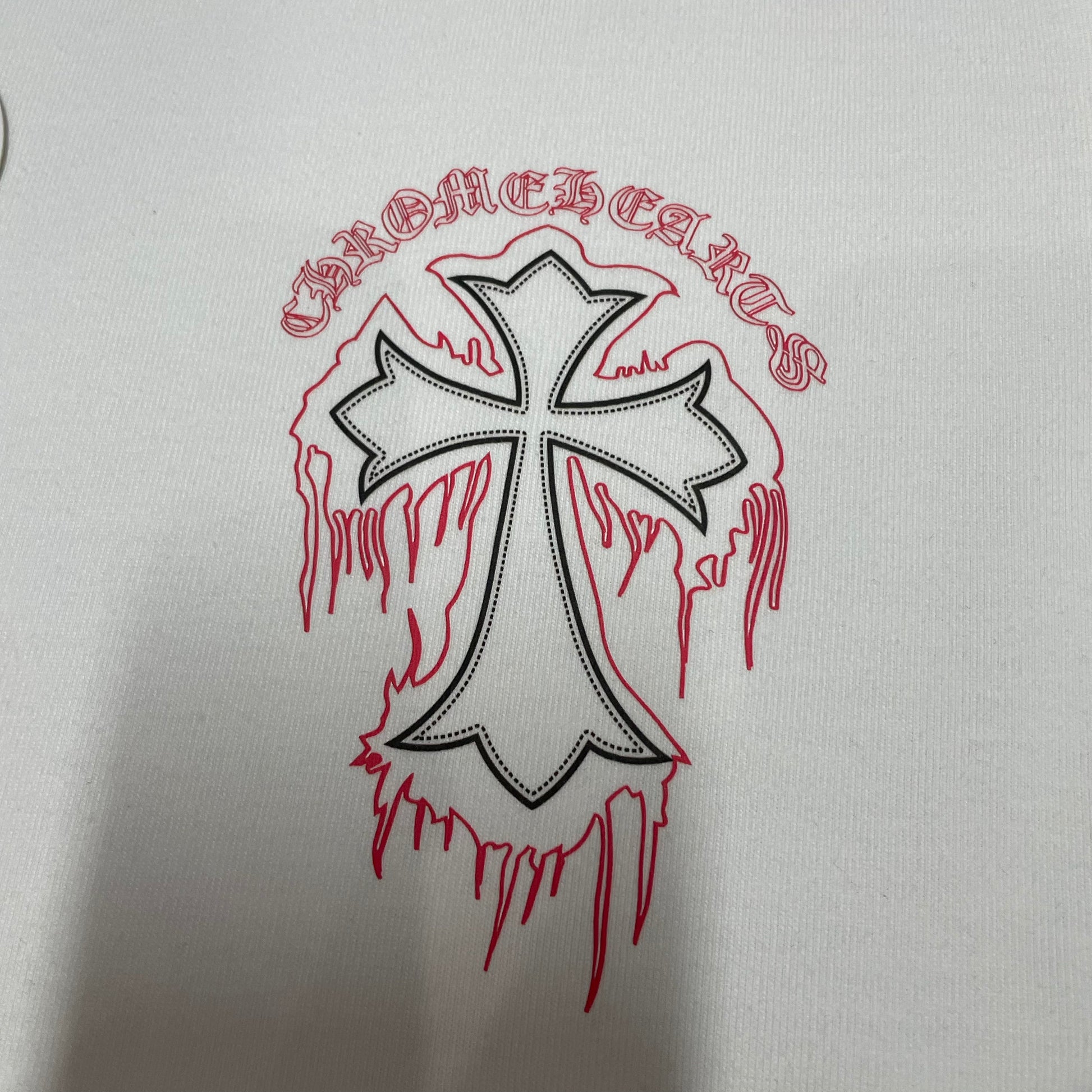 White Chrome Hearts cross logo streetwear t-shirt front view