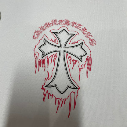 White Chrome Hearts cross logo streetwear t-shirt front view