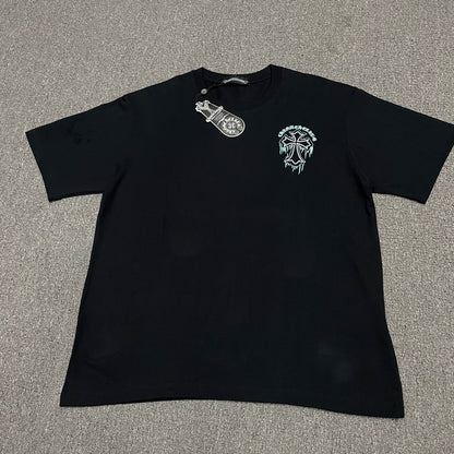 Black Chrome Hearts chest cross logo graphic t-shirt front view
