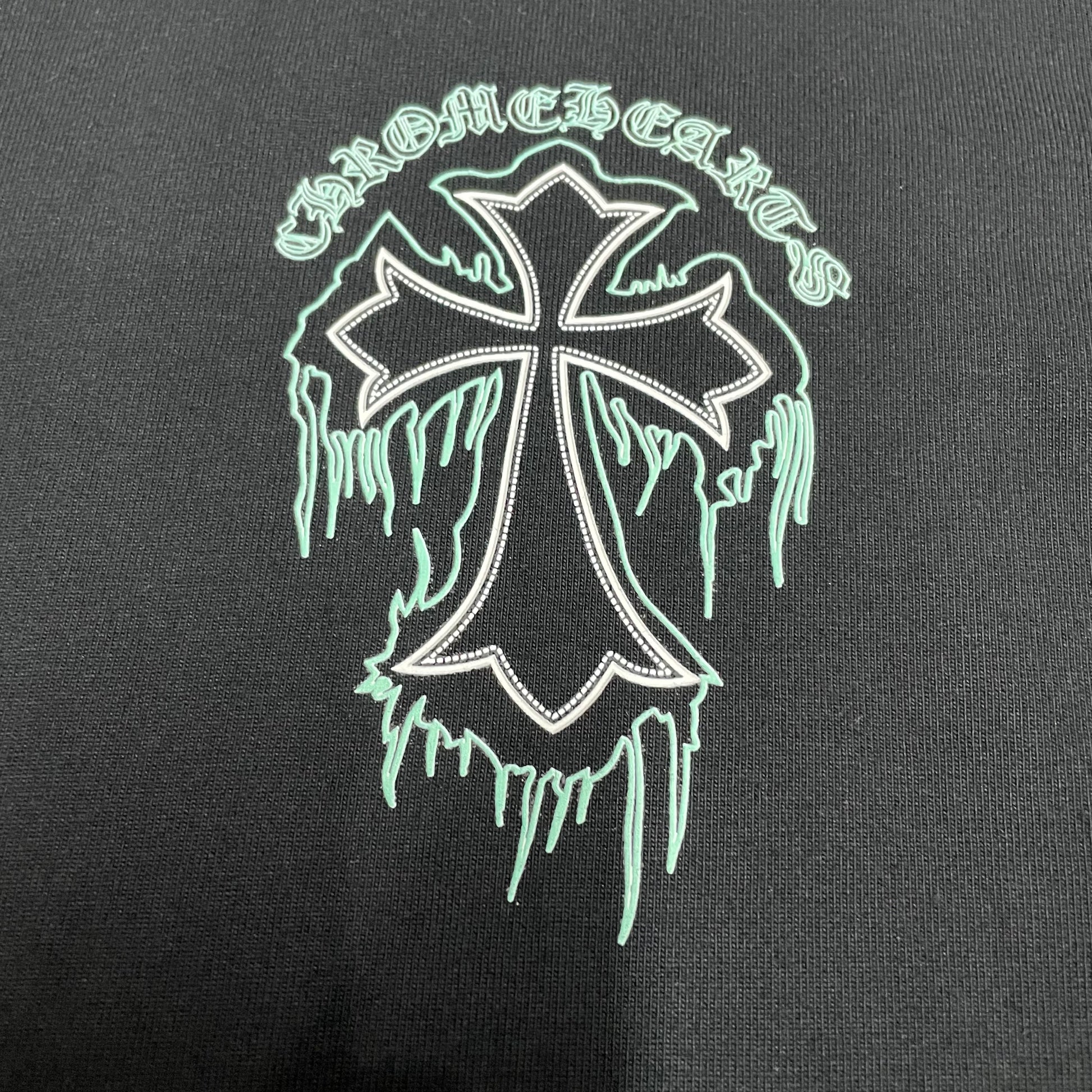 Black Chrome Hearts dripping cross graphic t-shirt oversized back print