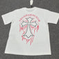 White Chrome Hearts dripping cross logo graphic t-shirt back view