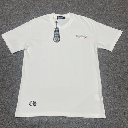 White Chrome Hearts American Flag Dagger T-shirt front view with small chest logo