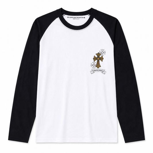 Chrome Hearts Triple Cross Daisy Raglan Long Sleeve T-Shirt