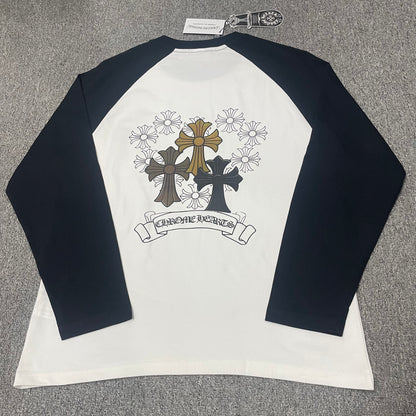 Chrome Hearts Triple Cross Daisy Raglan Long Sleeve T-Shirt