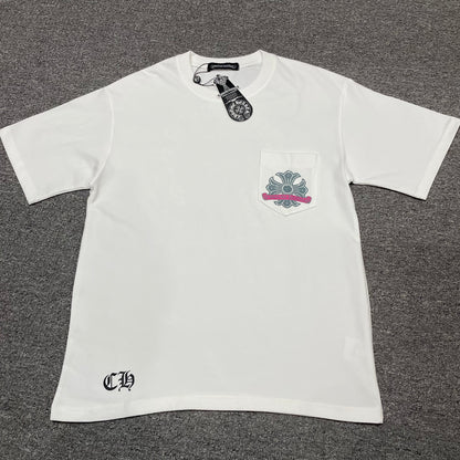 Chrome Hearts Cemetery Cross Pocket T-Shirt | Pink Graphic Streetwear Tee Wholesale
