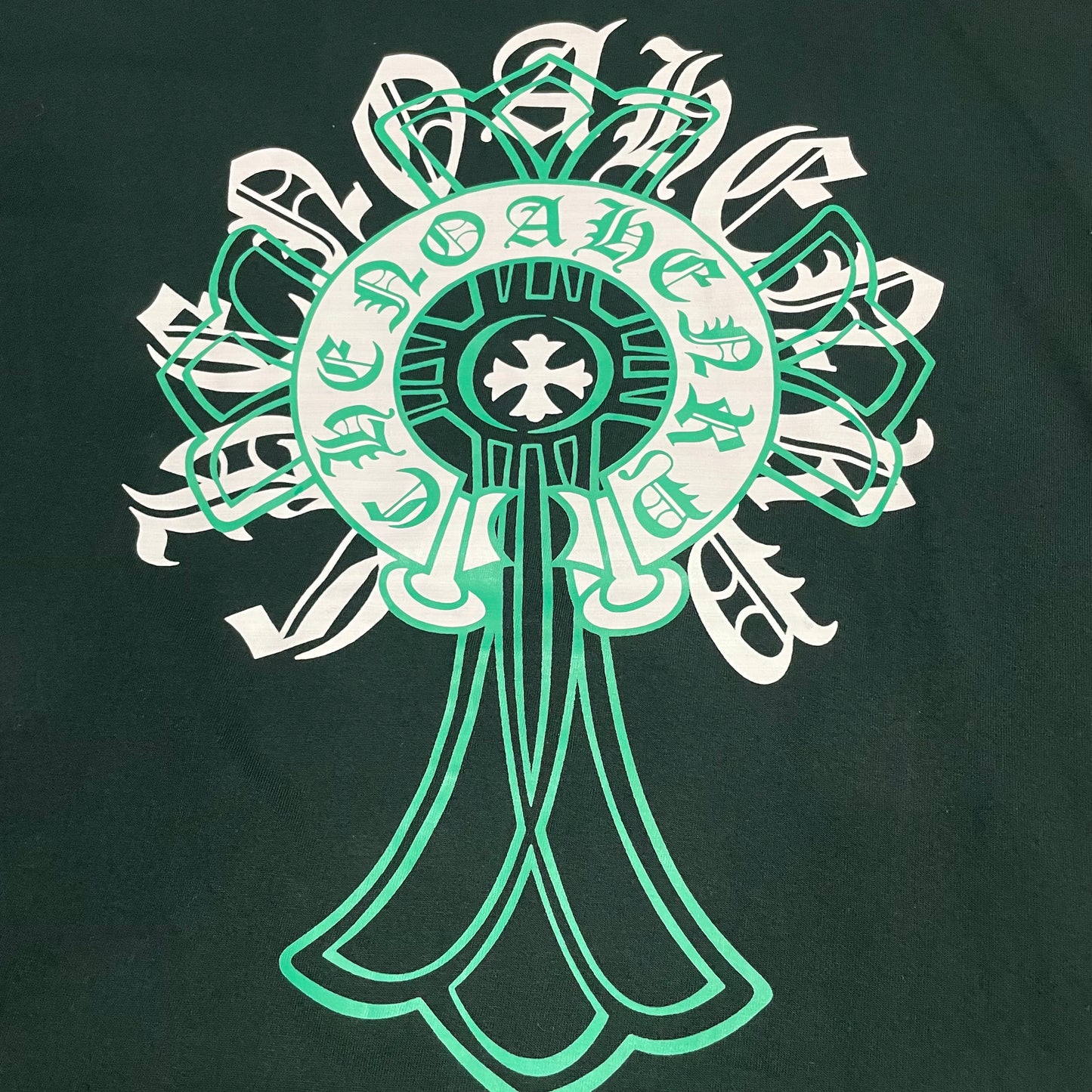 Chrome Hearts Cemetery Cross Graphic T-Shirt | Green Cross Streetwear Tee Wholesale