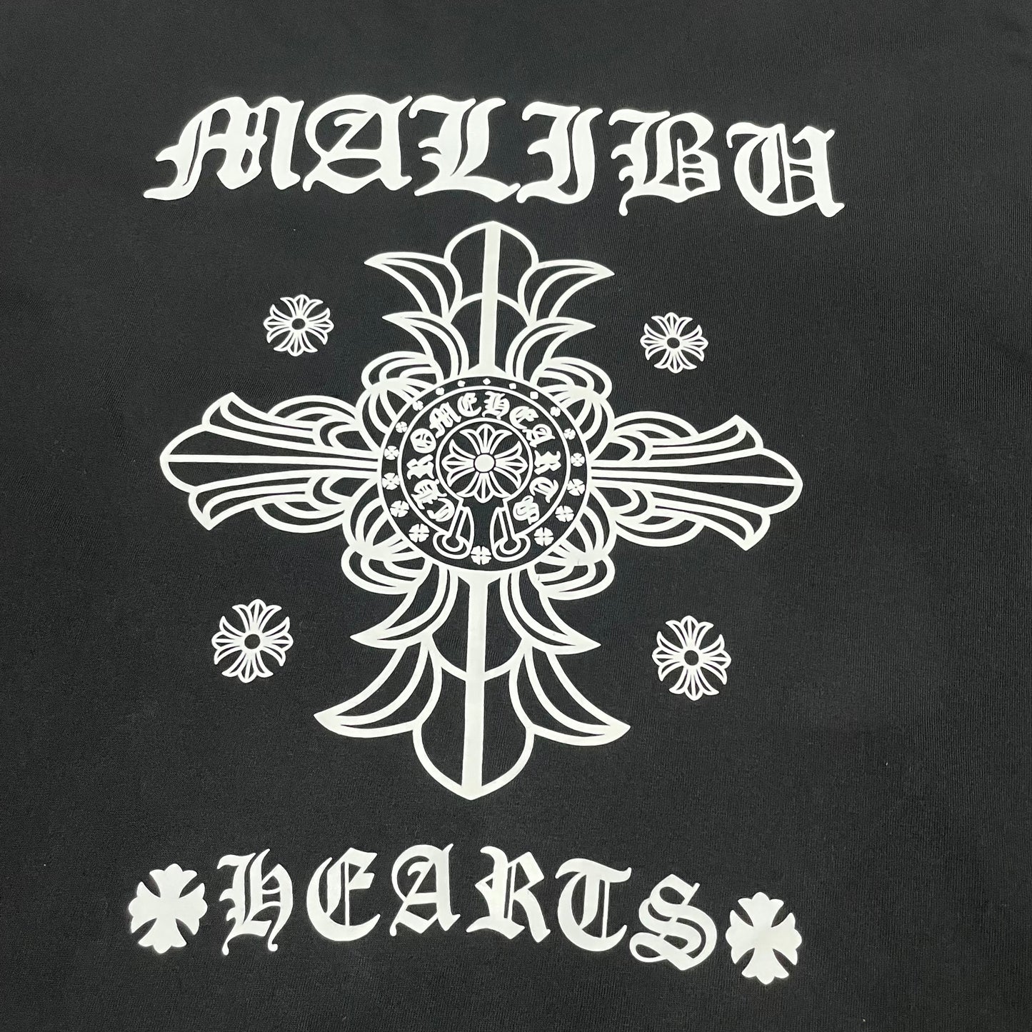 Chrome Hearts Malibu Hearts Graphic T-Shirt | Gothic Cross Streetwear Tee Wholesale