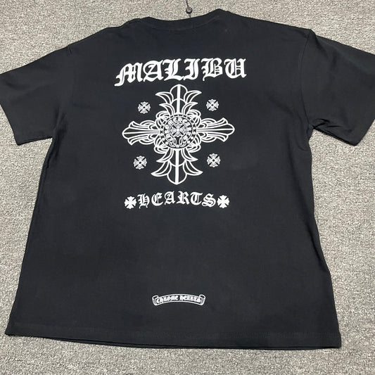 Chrome Hearts Malibu Hearts Graphic T-Shirt | Gothic Cross Streetwear Tee Wholesale