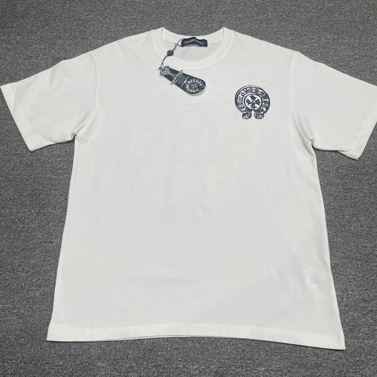 Chrome Hearts Distressed Horseshoe Cross T-Shirt | White Gothic Graphic Tee Wholesale