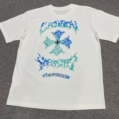 Chrome Hearts Distressed Cross Graphic T-Shirt | Gradient Cross Streetwear Tee Wholesale
