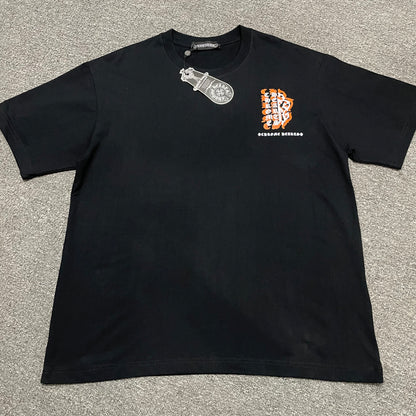 Chrome Hearts Orange Floral Cross Graphic T-Shirt | Distressed Gothic Tee Wholesale