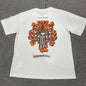 Chrome Hearts Orange Floral Cross Graphic T-Shirt | Distressed Gothic Tee Wholesale