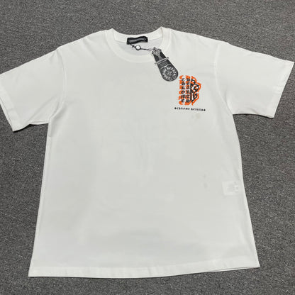 Chrome Hearts Orange Floral Cross Graphic T-Shirt | Distressed Gothic Tee Wholesale